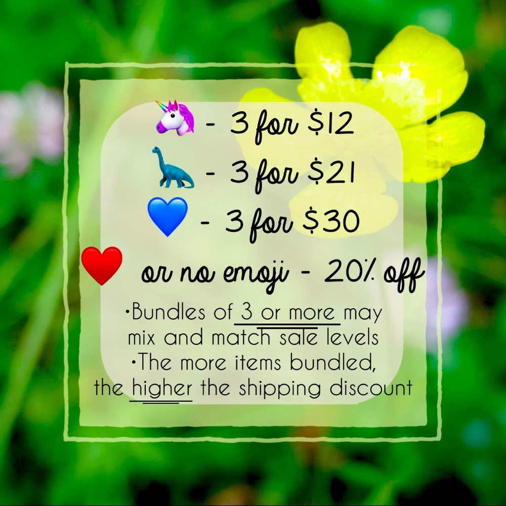 🚨🚨Closet Clean Out Emoji Sale🚨🚨

🥳Happy Shopping!!!!